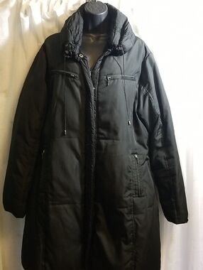 Down and Feather filled Black Long Puffer Coat